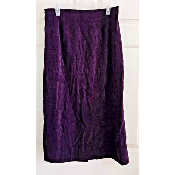 Vtg Pride & Joy Women Skirt Sz 16 Petite Faux Suede Dk. Purple Zip elastic - Picture 1 of 9
